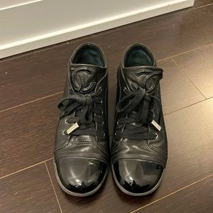 Chanel Leather Patent Cap Toe CC Sneakers